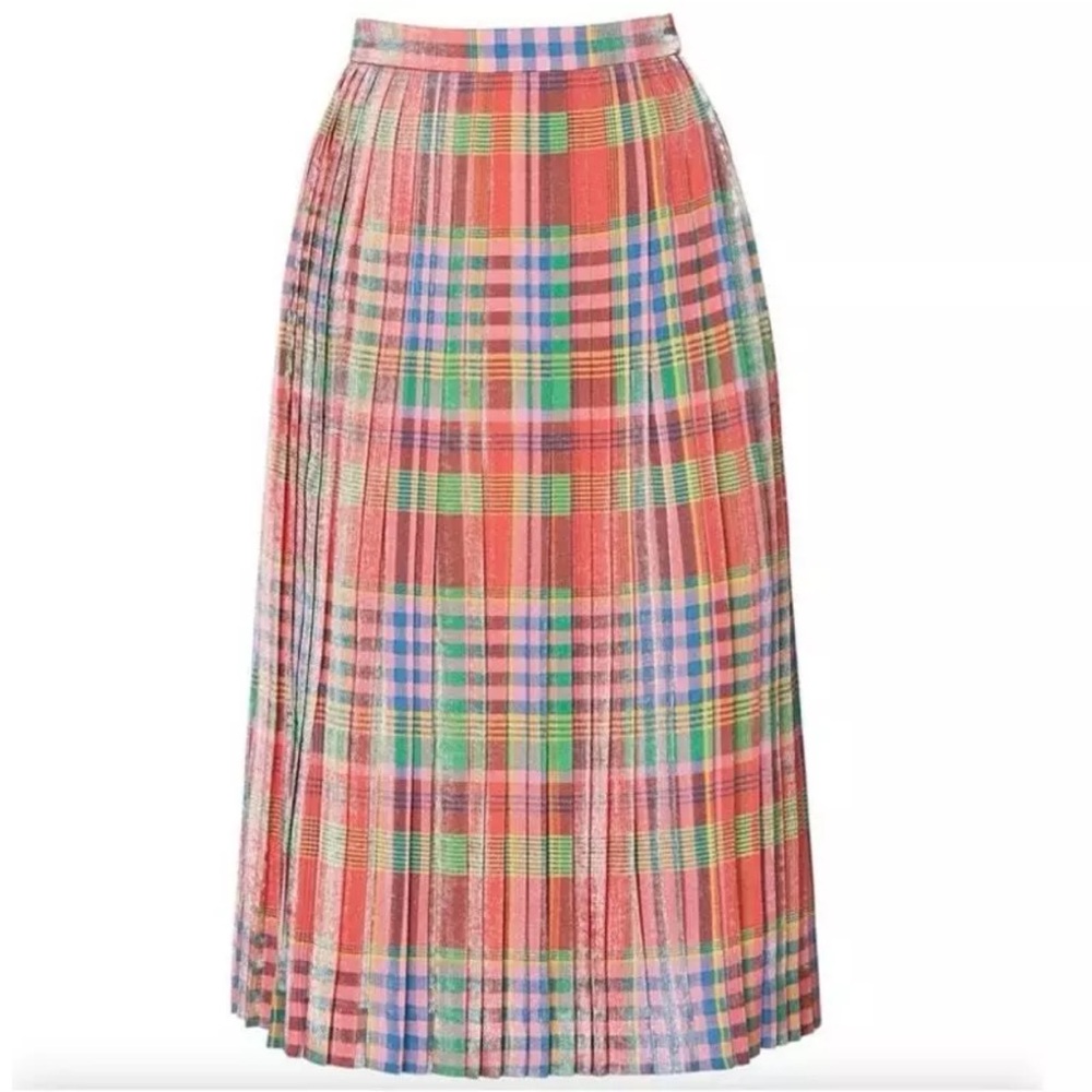 J Crew Colorful Shimmery Plaid Midi Skirt - size 6 - Picture 7 of 7